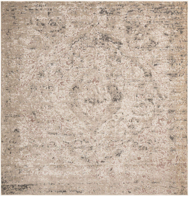 Beige 10' x 10' Portland Square Area Rug 85% Polypropylene & 15% Polyester Vintage Distressed Traditional Carpet for Home Decor for Sale at Rug Engine