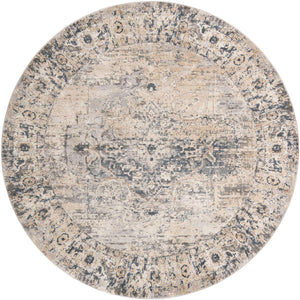 Gray 10' x 10' Portland Round Area Rug 85% Polypropylene & 15% Polyester Vintage Distressed Traditional Carpet for Home Decor for Sale at Rug Engine