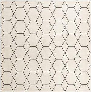 Ivory 12' x 12' Trellis Frieze Square Area Rug Geometric Modern Unique Stain Resistant Easy Clean Carpet for Living, Dining, Bedrooms, Office for Sale at Rug Engine