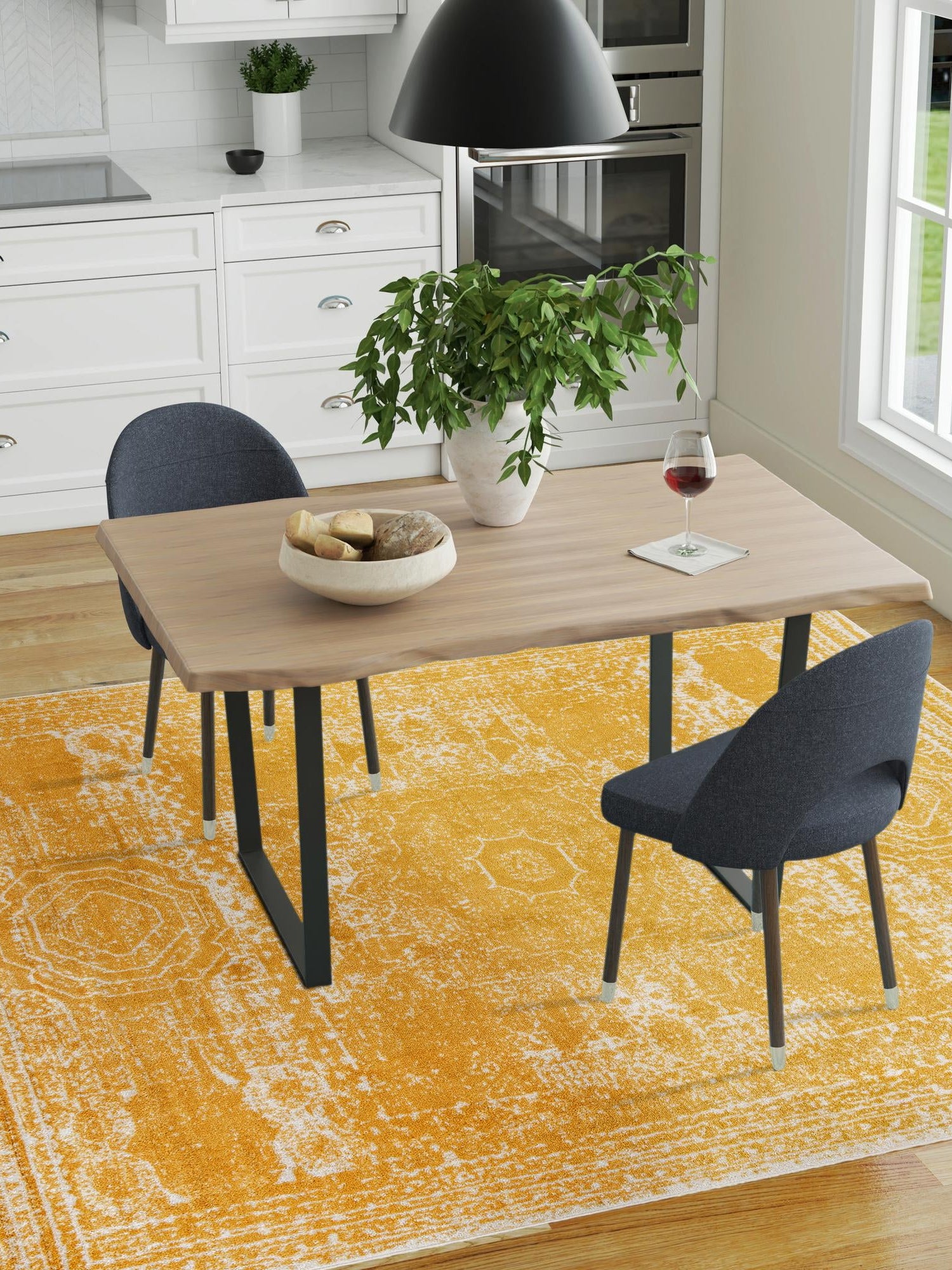 Yellow 10' x 10' Bromley Square Area Rug 100% Polypropylene With Cotton Backing Vintage Distressed Colorful Traditional Carpet for Living Dining Rooms Offices for Sale at Rug Engine