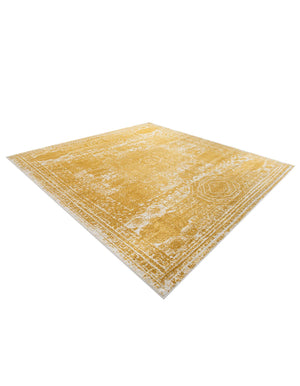 Yellow 12' x 12' Bromley Square Area Rug 100% Polypropylene With Cotton Backing Vintage Distressed Colorful Traditional Carpet for Living Dining Rooms Offices for Sale at Rug Engine