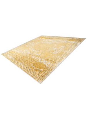 Yellow 12' x 12' Bromley Square Area Rug 100% Polypropylene With Cotton Backing Vintage Distressed Colorful Traditional Carpet for Living Dining Rooms Offices for Sale at Rug Engine