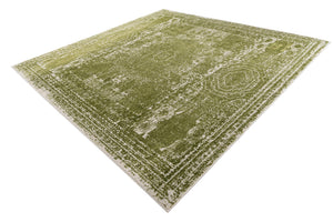 Green 10' x 10' Bromley Square Area Rug 100% Polypropylene With Cotton Backing Vintage Distressed Colorful Traditional Carpet for Living Dining Rooms Offices for Sale at Rug Engine
