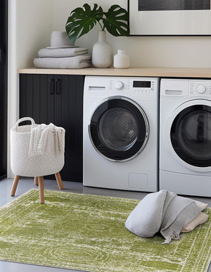 Green 10' x 10' Bromley Square Area Rug 100% Polypropylene With Cotton Backing Vintage Distressed Colorful Traditional Carpet for Living Dining Rooms Offices for Sale at Rug Engine