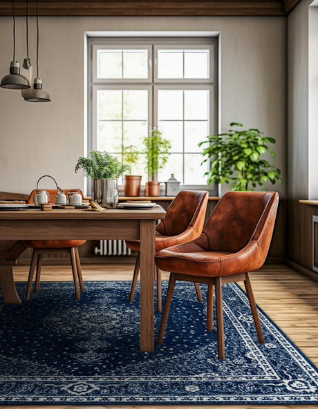 Navy Blue 10' x 10' Bromley Square Area Rug 100% Polypropylene With Cotton Backing Vintage Distressed Colorful Traditional Carpet for Living Dining Rooms Offices for Sale at Rug Engine