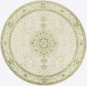 Green 10' x 10' Bromley Round Area Rug 100% Polypropylene With Cotton Backing Vintage Distressed Colorful Traditional Carpet for Living Dining Rooms Offices for Sale at Rug Engine