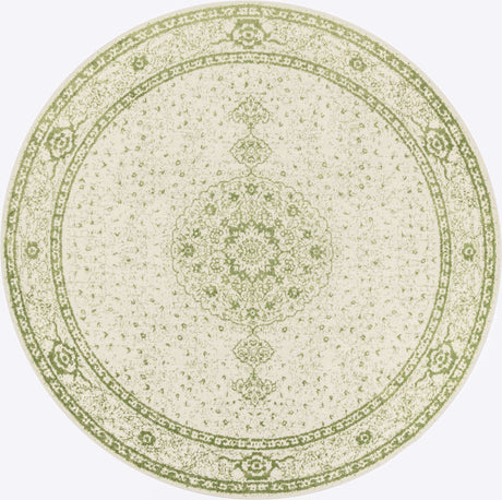 Green 10' x 10' Bromley Round Area Rug 100% Polypropylene With Cotton Backing Vintage Distressed Colorful Traditional Carpet for Living Dining Rooms Offices for Sale at Rug Engine