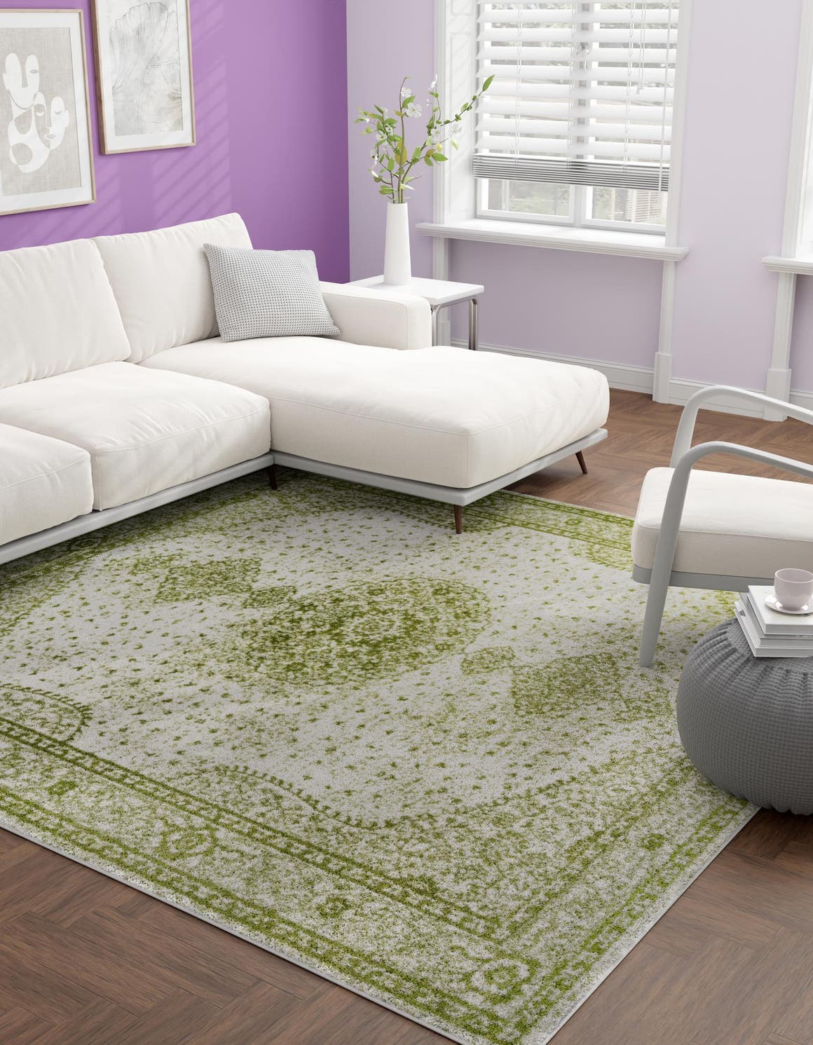 Green 10' x 10' Bromley Square Area Rug 100% Polypropylene With Cotton Backing Vintage Distressed Colorful Traditional Carpet for Living Dining Rooms Offices for Sale at Rug Engine