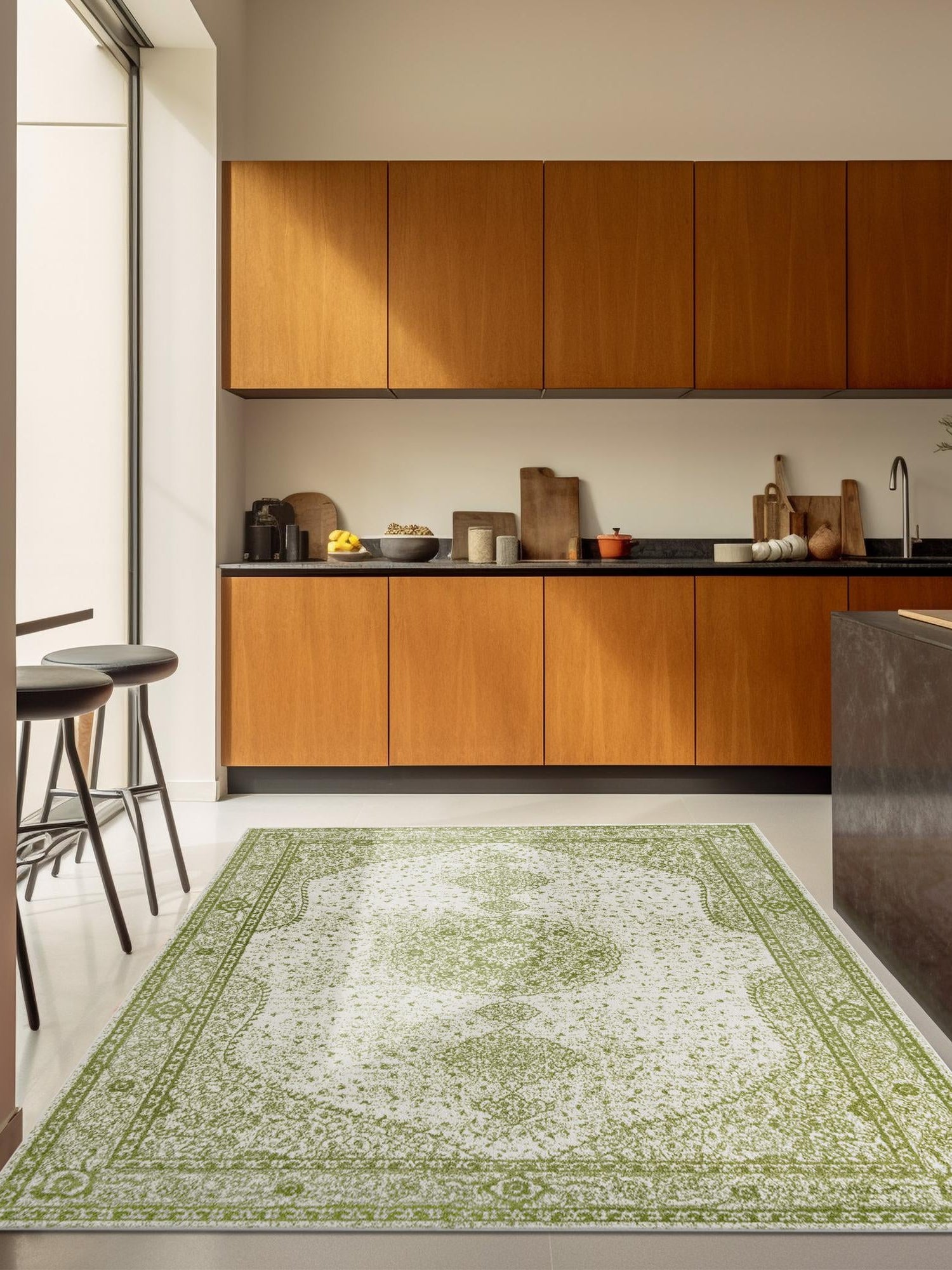 Green 12' x 12' Bromley Square Area Rug 100% Polypropylene With Cotton Backing Vintage Distressed Colorful Traditional Carpet for Living Dining Rooms Offices for Sale at Rug Engine
