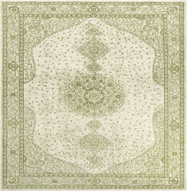 Green 10' x 10' Bromley Square Area Rug 100% Polypropylene With Cotton Backing Vintage Distressed Colorful Traditional Carpet for Living Dining Rooms Offices for Sale at Rug Engine