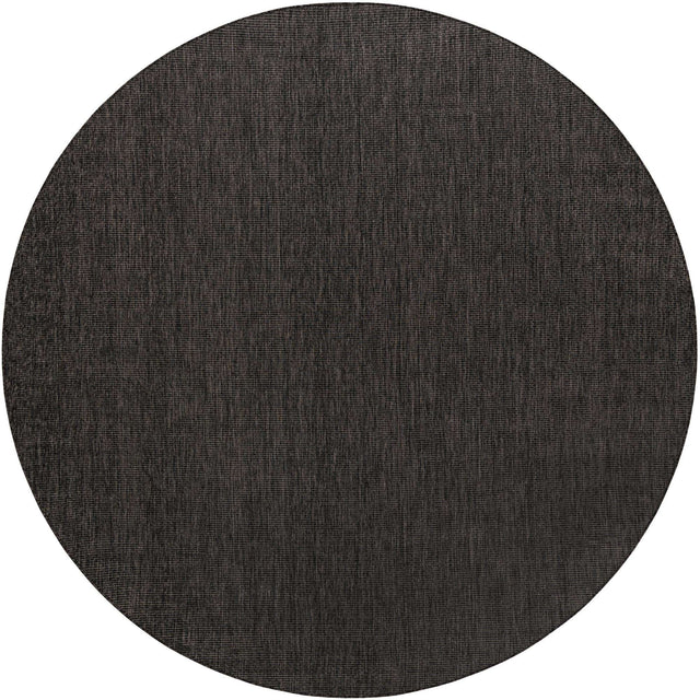 Black 10' x 10' Outdoor Solid Round Area Rug Weather Resistant for Patio, Deck, Terrace, Balcony, Porch 100% Polypropylene Minimalist Waterproof Carpet for Sale at Rug Engine