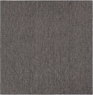 Black 10' x 10' Outdoor Solid Square Area Rug Weather Resistant for Patio, Deck, Terrace, Balcony, Porch