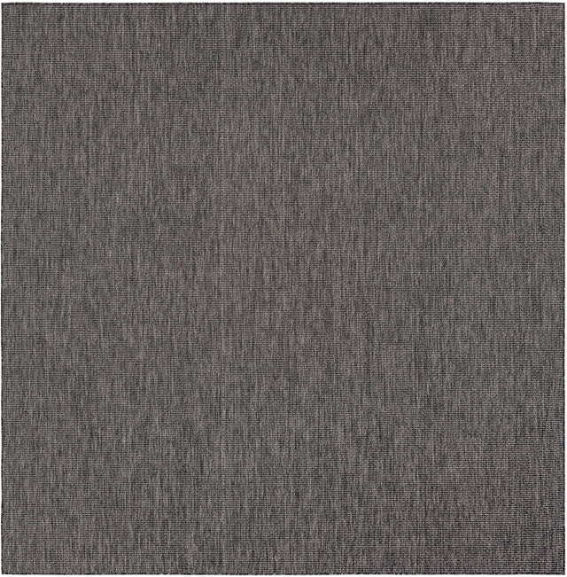 Black 10' x 10' Outdoor Solid Square Area Rug Weather Resistant for Patio, Deck, Terrace, Balcony, Porch