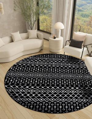 Black 10' x 10' Moroccan Trellis Round Rug