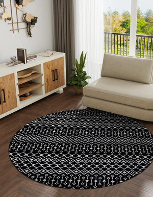 Black 10' x 10' Moroccan Trellis Round Rug
