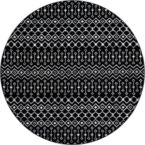 Black 10' x 10' Moroccan Trellis Round Rug