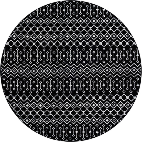 Black 10' x 10' Moroccan Trellis Round Rug