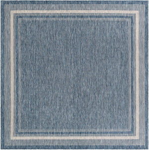 Blue 10' x 10' Outdoor Border Square Area Rug Weather Resistant for Patio, Deck, Terrace, Balcony, Porch 100% Polypropylene Classic Bordered Carpet for Sale at Rug Engine