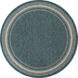 Teal 10' x 10' Outdoor Border Round Area Rug Weather Resistant for Patio, Deck, Terrace, Balcony, Porch 100% Polypropylene Classic Bordered Carpet for Sale at Rug Engine