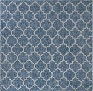 Navy Blue 10' x 10' Outdoor Trellis Square Area Rug Weather Resistant for Patio, Deck, Terrace, Balcony, Porch Geometric Design Water Safe Outside Carpet for Sale at Rug Engine