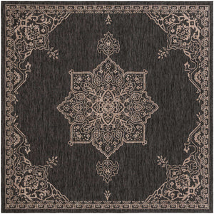 Charcoal Gray 10' x 10' Outdoor Traditional Square Area Rug Weather Resistant for Patio, Deck, Terrace, Balcony, Porch Classical Design Outside Carpet for Sale at Rug Engine