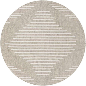 Gray 10' x 10' Outdoor Modern Round Area Rug Weather Resistant for Patio, Deck, Terrace, Balcony, Porch 100% Polypropylene Modern Outside Carpet for Sale at Rug Engine