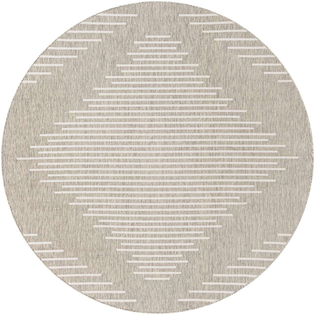 Gray 10' x 10' Outdoor Modern Round Area Rug Weather Resistant for Patio, Deck, Terrace, Balcony, Porch 100% Polypropylene Modern Outside Carpet for Sale at Rug Engine