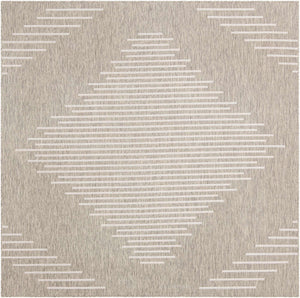 Gray 10' x 10' Outdoor Modern Square Area Rug Weather Resistant for Patio, Deck, Terrace, Balcony, Porch 100% Polypropylene Modern Outside Carpet for Sale at Rug Engine