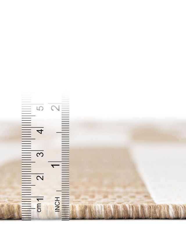 Taupe 10' x 10' Outdoor Striped Square Rug