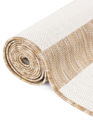 Taupe 7' 10 x 7' 10 Outdoor Striped Square Area Rug Weather Resistant for Patio, Deck, Terrace, Balcony, Porch Geometric Pattern Waterproof Carpet for Sale at Rug Engine