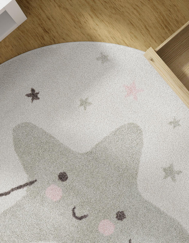 Ivory 5' 3 x 5' 3 Whimsy Kids Round Rug