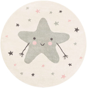 Ivory 5' 3 x 5' 3 Whimsy Kids Round Rug
