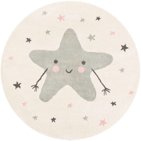 Ivory 5' 3 x 5' 3 Whimsy Kids Round Rug