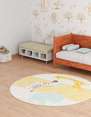 Ivory 8' x 8' Whimsy Kids Round Rug