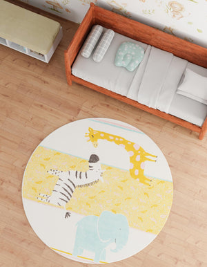 Ivory 8' x 8' Whimsy Kids Round Rug