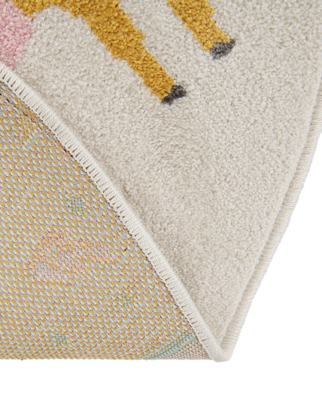 Ivory 7' 10 x 7' 10 Whimsy Kids Round Area Rug for Baby Nursery, Toddler Playroom,  Bedrooms Playful Fun Design Easy Clean Carpet for Sale at Rug Engine