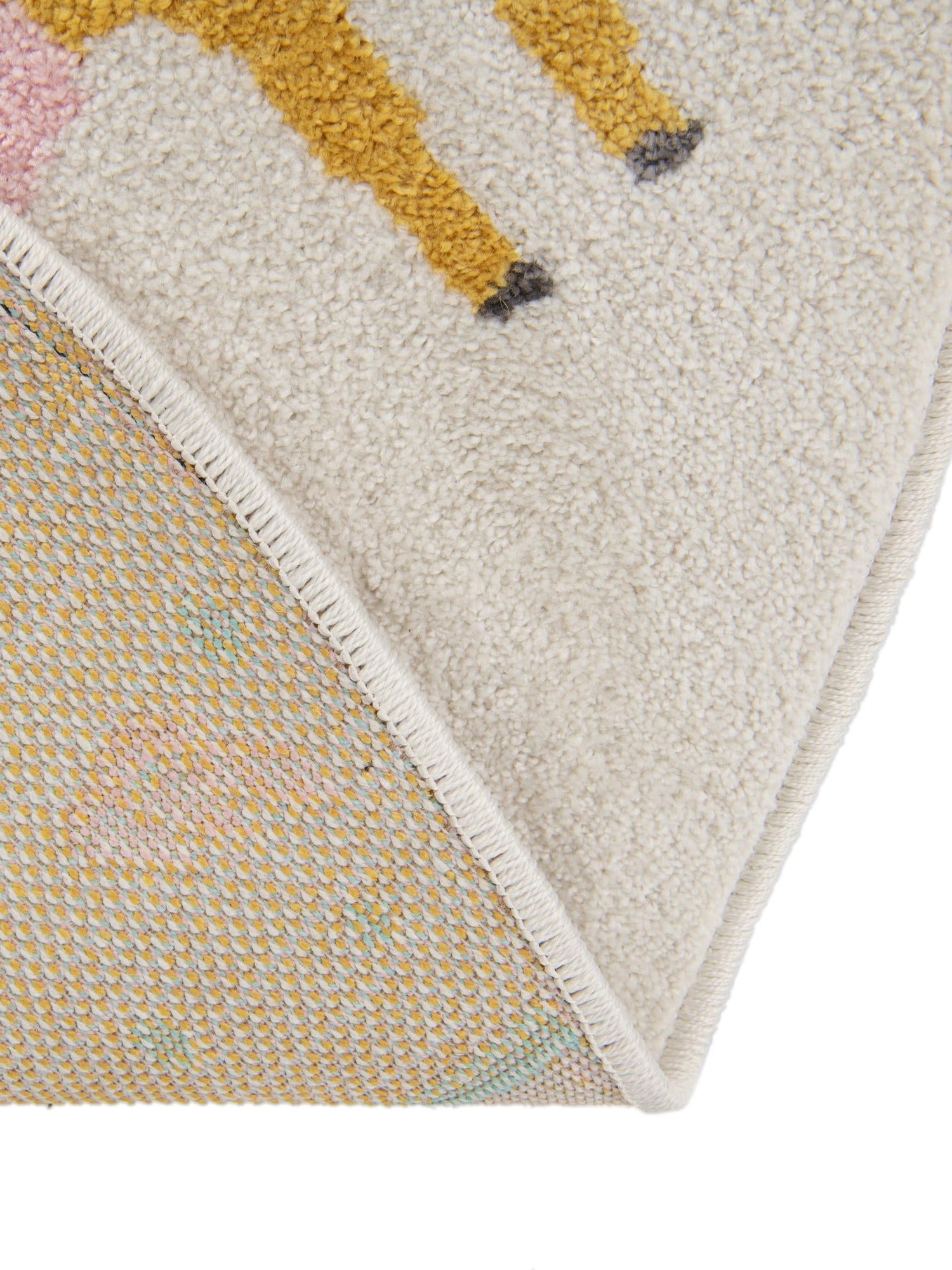 Ivory 3' 3 x 3' 3 Whimsy Kids Round Area Rug for Baby Nursery, Toddler Playroom,  Bedrooms Playful Fun Design Easy Clean Carpet for Sale at Rug Engine