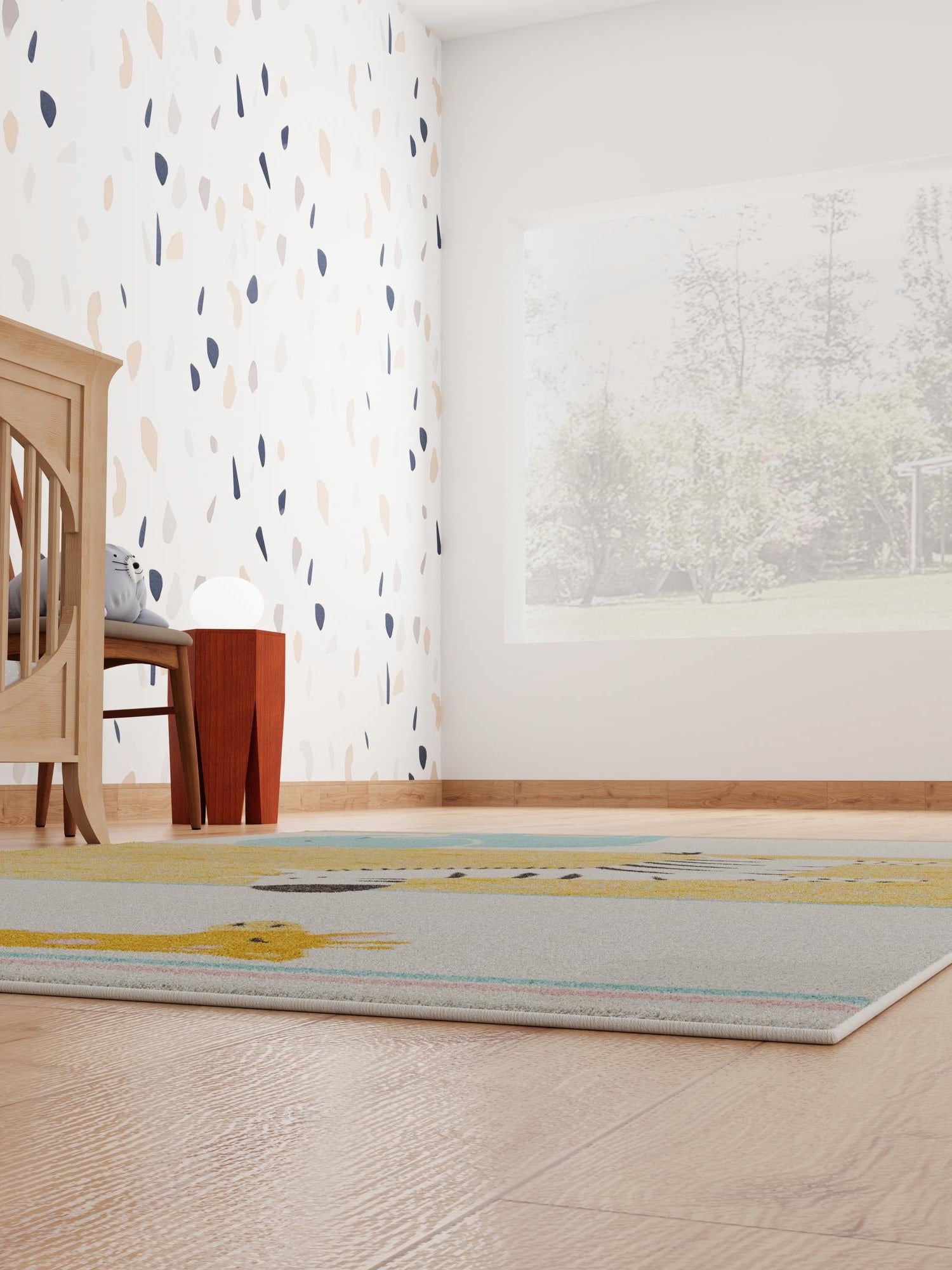 Ivory 2' 2 x 2' 11 Whimsy Kids Rectangle Area Rug for Baby Nursery, Toddler Playroom,  Bedrooms Playful Fun Design Easy Clean Carpet for Sale at Rug Engine