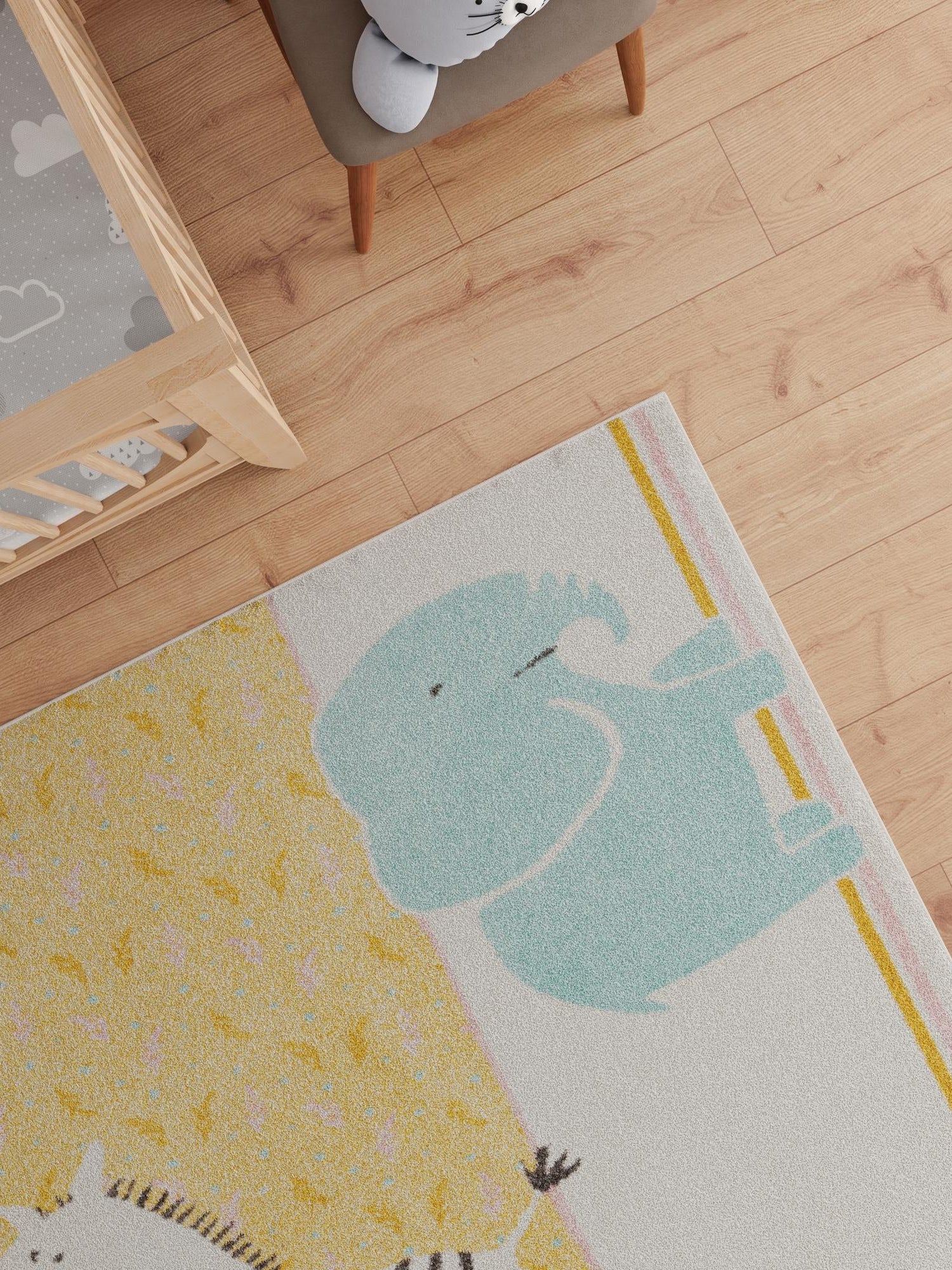 Ivory 2' 2 x 2' 11 Whimsy Kids Rectangle Area Rug for Baby Nursery, Toddler Playroom,  Bedrooms Playful Fun Design Easy Clean Carpet for Sale at Rug Engine