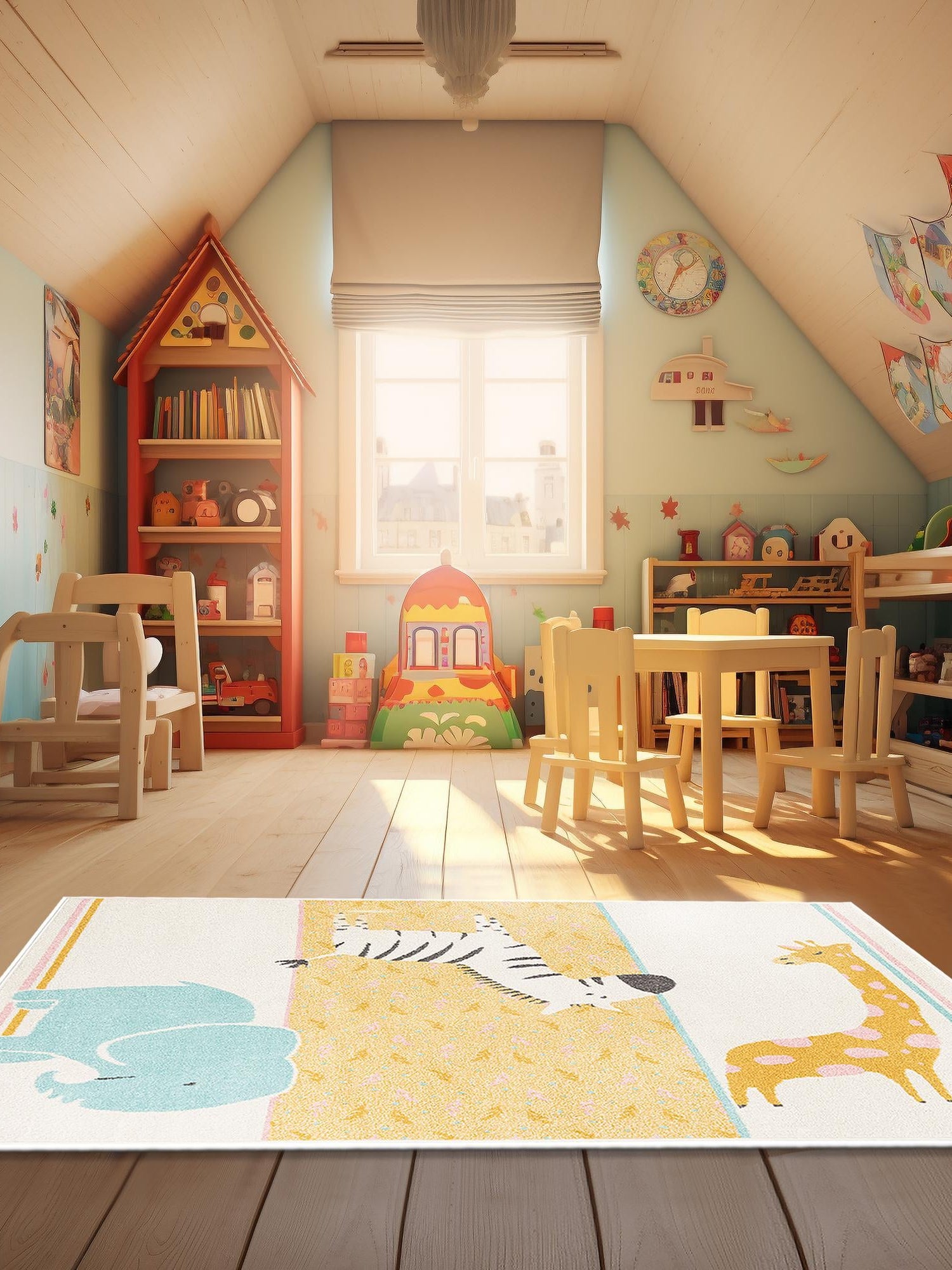 Ivory 2' 2 x 2' 11 Whimsy Kids Rectangle Area Rug for Baby Nursery, Toddler Playroom,  Bedrooms Playful Fun Design Easy Clean Carpet for Sale at Rug Engine