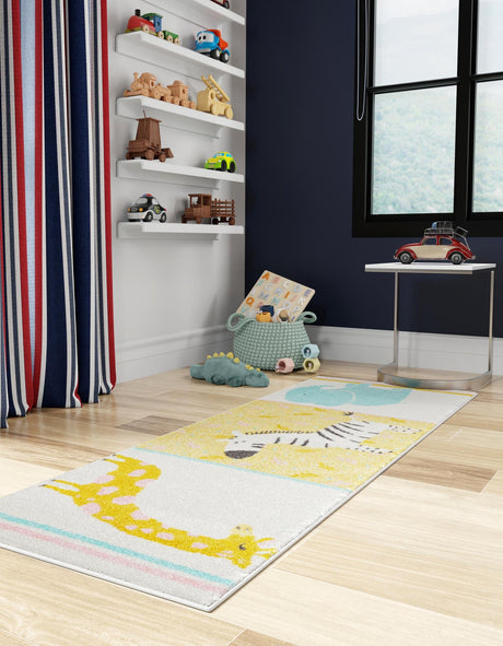 Ivory 2' 2 x 3' 11 Whimsy Kids Runner Area Rug for Baby Nursery, Toddler Playroom,  Bedrooms Playful Fun Design Easy Clean Carpet for Sale at Rug Engine