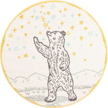 Ivory and Gray 3' 3 x 3' 3 Whimsy Kids Round Rug