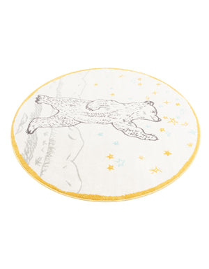 Ivory and Gray 5' 3 x 5' 3 Whimsy Kids Round Rug