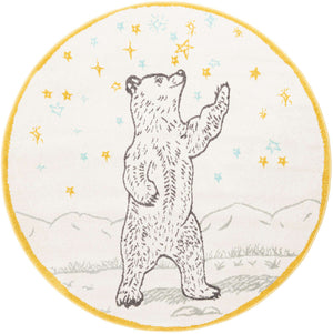Ivory and Gray 5' 3 x 5' 3 Whimsy Kids Round Rug