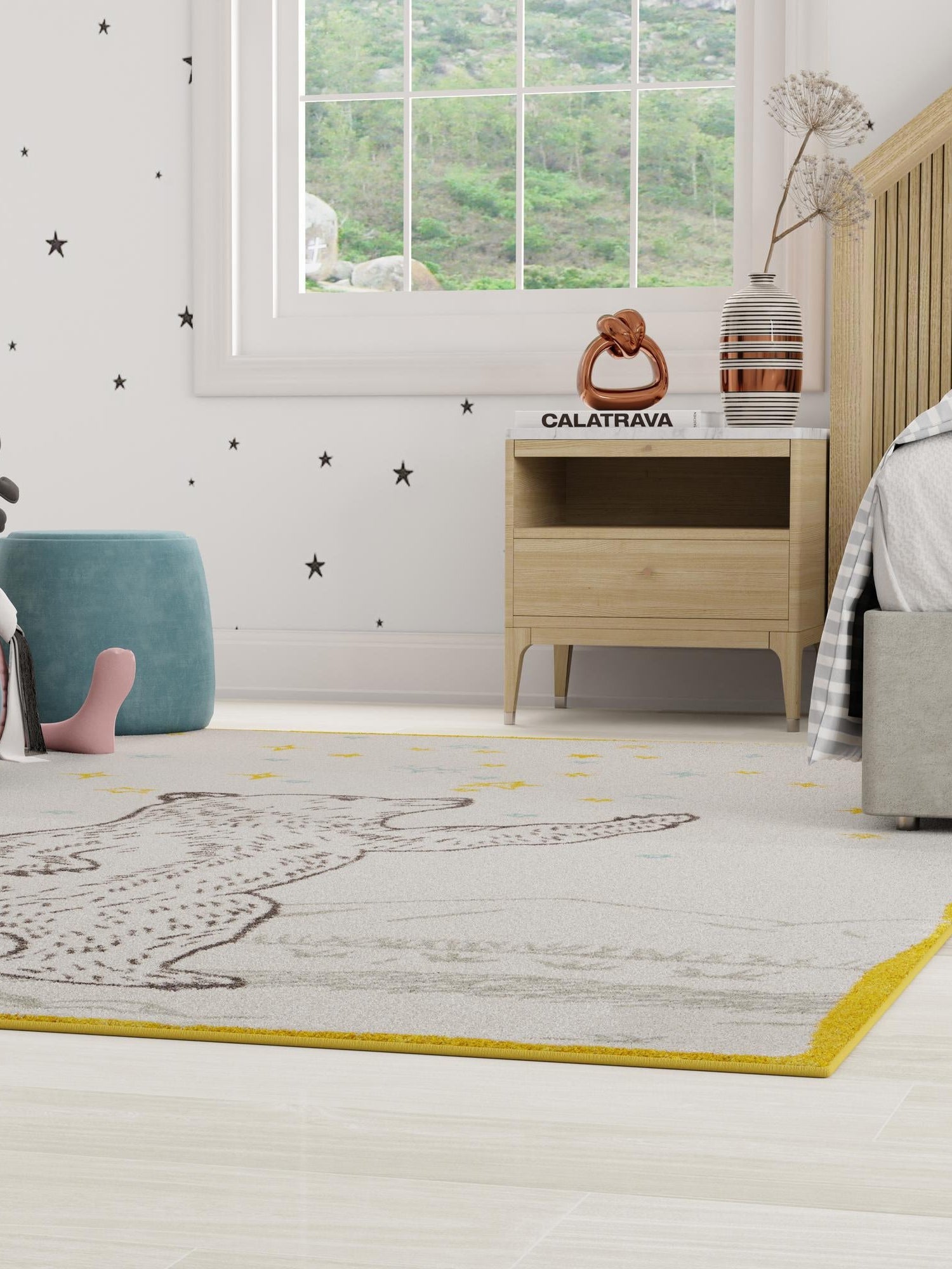 Ivory and Gray 7' 10 x 10' Whimsy Kids Rectangle Area Rug for Baby Nursery, Toddler Playroom,  Bedrooms Playful Fun Design Easy Clean Carpet for Sale at Rug Engine