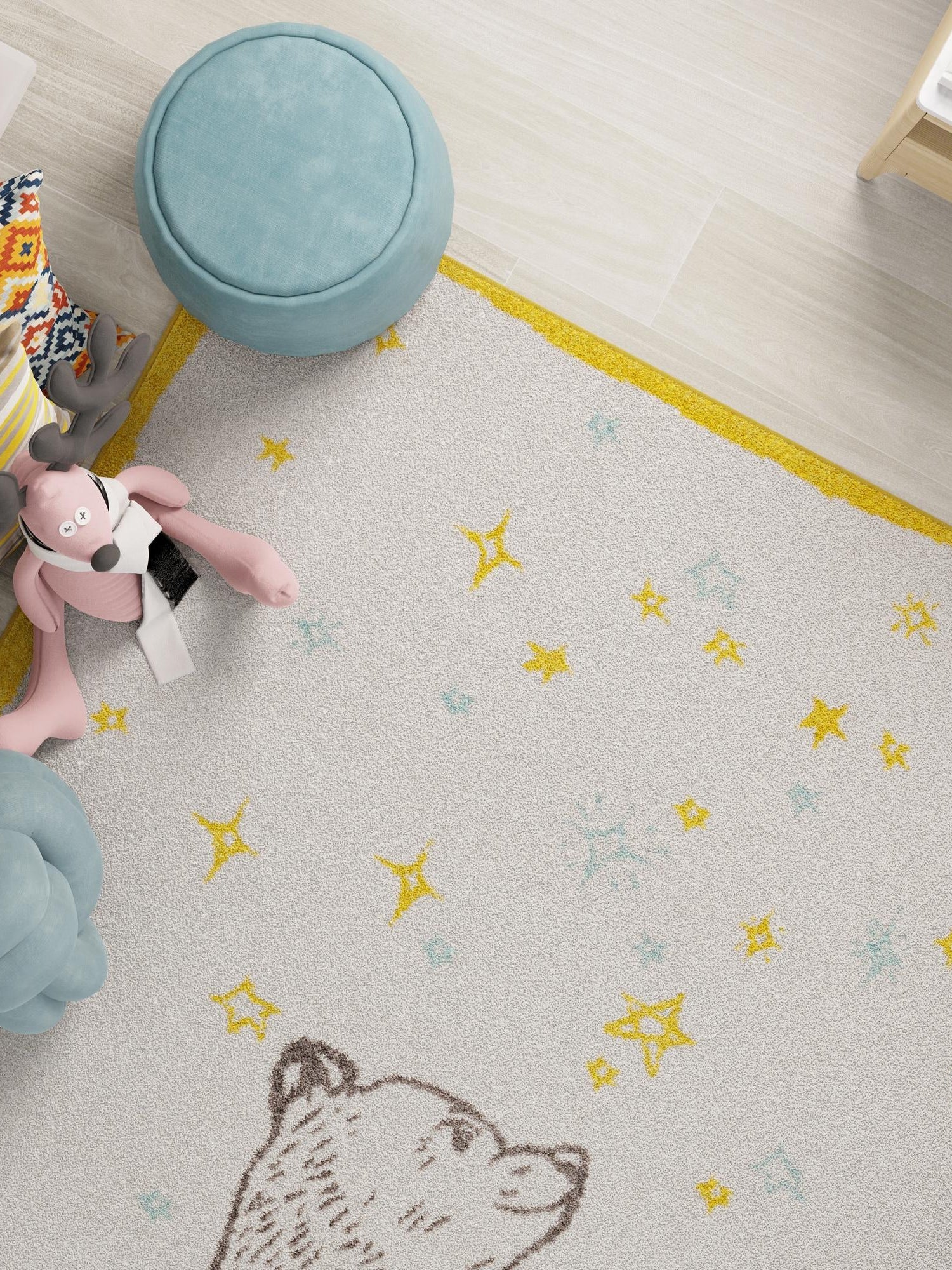 Ivory and Gray 7' 10 x 10' Whimsy Kids Rectangle Area Rug for Baby Nursery, Toddler Playroom,  Bedrooms Playful Fun Design Easy Clean Carpet for Sale at Rug Engine