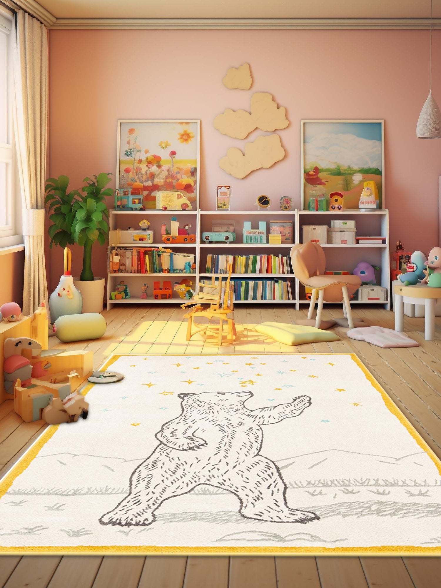 Ivory and Gray 7' 10 x 10' Whimsy Kids Rectangle Area Rug for Baby Nursery, Toddler Playroom,  Bedrooms Playful Fun Design Easy Clean Carpet for Sale at Rug Engine