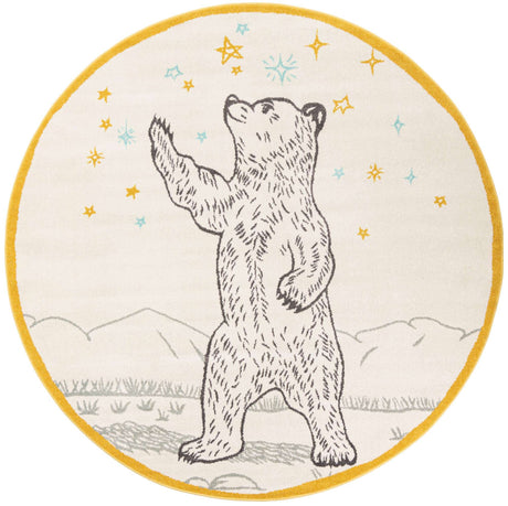 Ivory and Gray 8' x 8' Whimsy Kids Round Rug