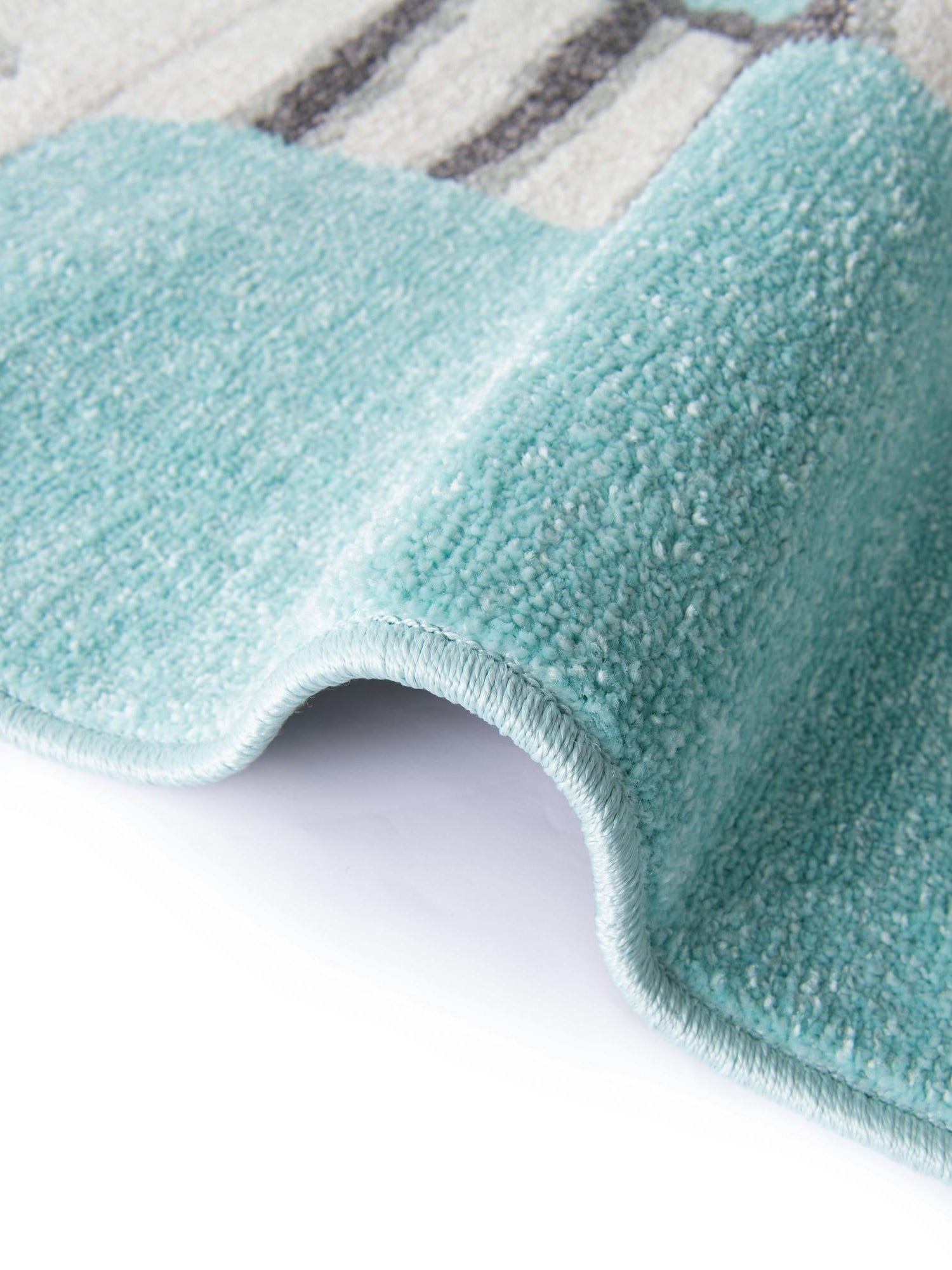 Teal 5' 3 x 5' 3 Whimsy Kids Round Area Rug for Baby Nursery, Toddler Playroom, Bedrooms