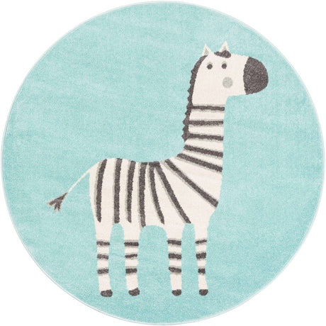 Teal 5' 3 x 5' 3 Whimsy Kids Round Rug